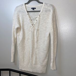 American Eagle tie front sweater
